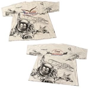 Y2K 2003 AOP Allover Print Air Show 100 Years Of Flight T Shirt / Men’s 2XL *